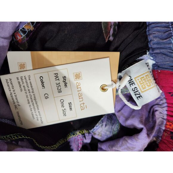 Ananta Patchwork Floral Multicolor Made in India Kantha Pull On Pants One Size - Picture 6 of 7